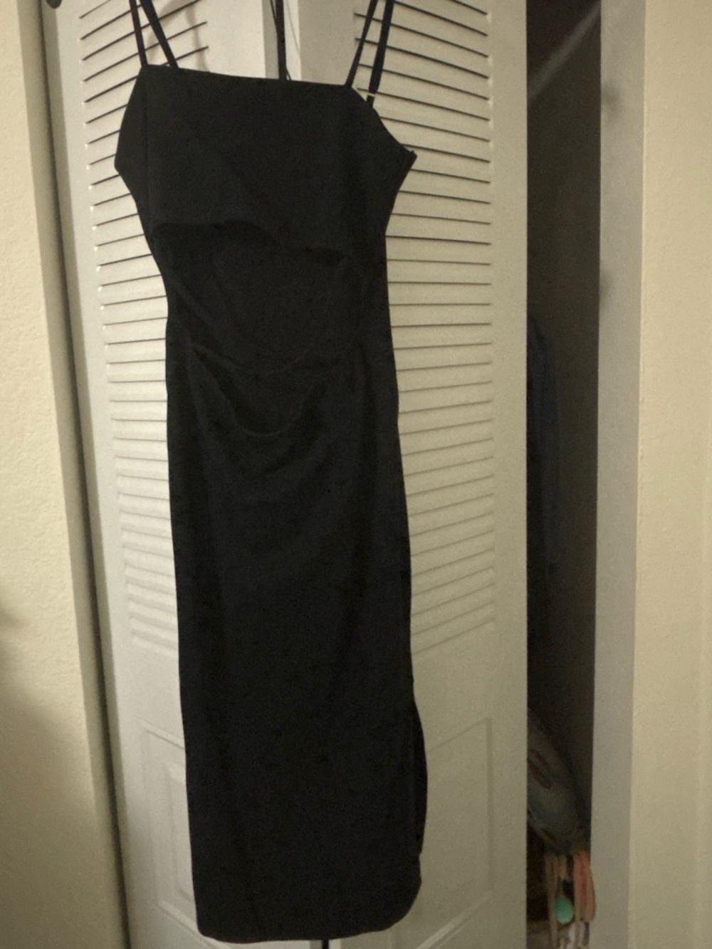 Black Slip Midi Dress with straps